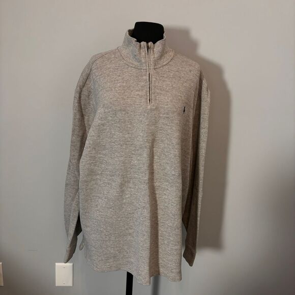 Ralph Lauren Polo Classic Quarter-Zip Sweater Gray Heather Casual Pullover - Picture 1 of 8